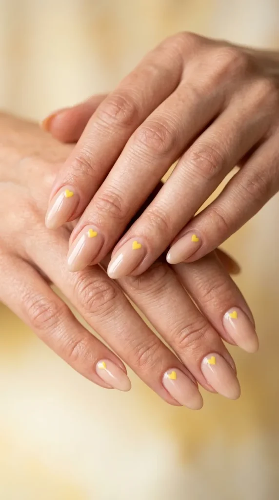 Minimal Yellow Heart Nails