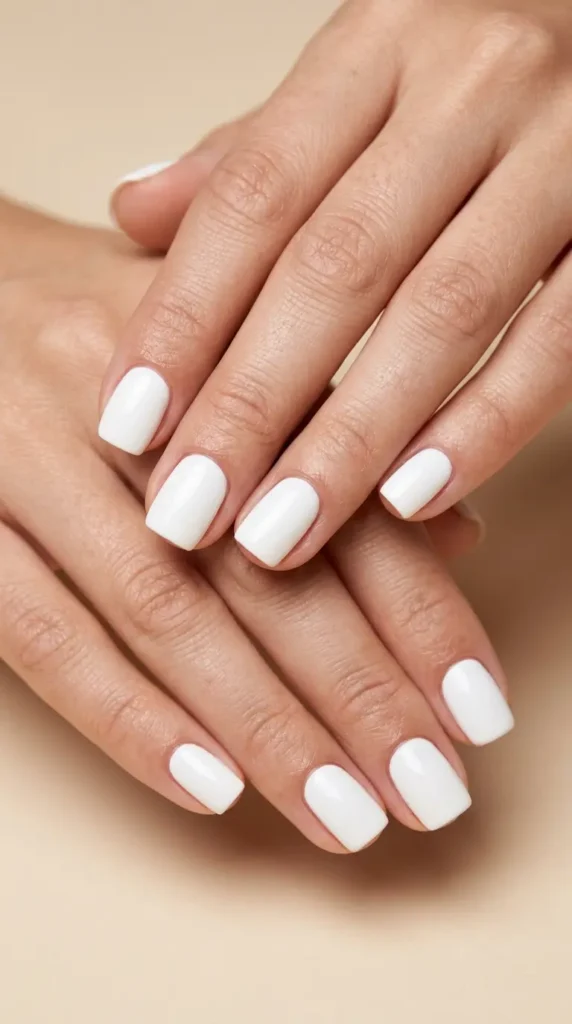 Minimalist White Short Square Nails