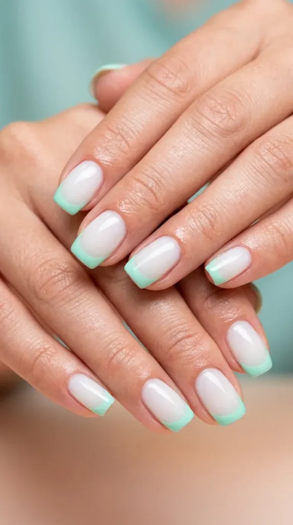 Mint Green French Manicure