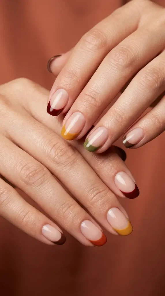 Mixed Autumn French Tips