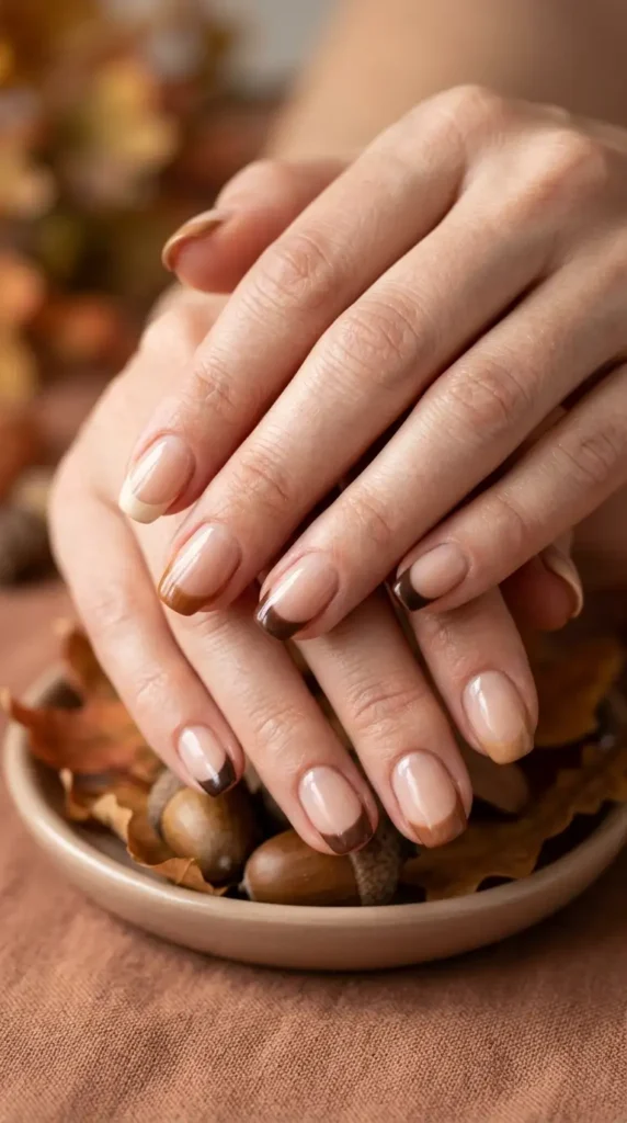 Mixed Brown French Tips (Different Shade on Every Nail)