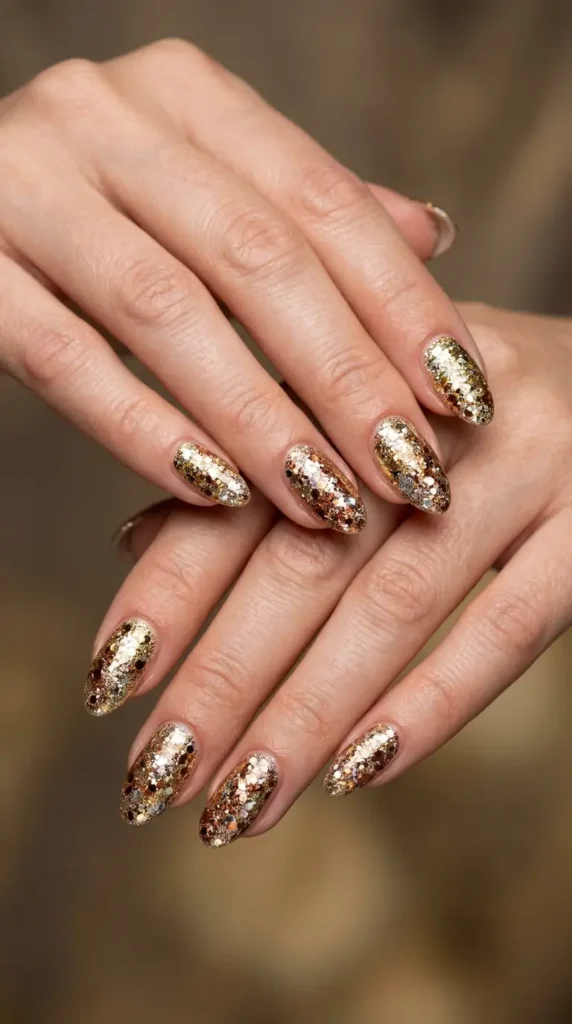 Mixed Metallic Glitter Nails