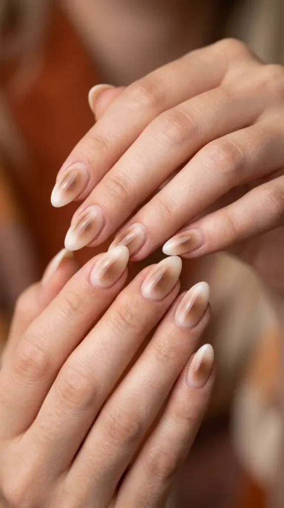 Mocha and Cream Aura Nails