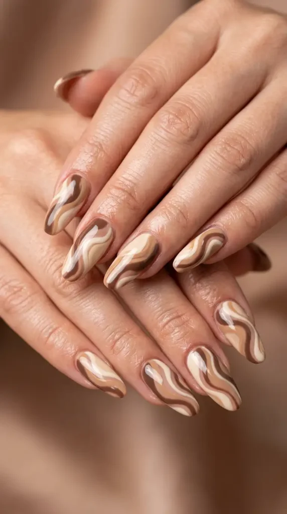 Mocha & Cream Abstract Waves
