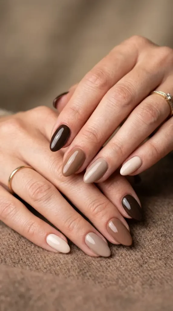 Mocha Latte Gradient Nails
