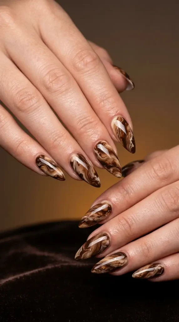 Mocha Marble Nails