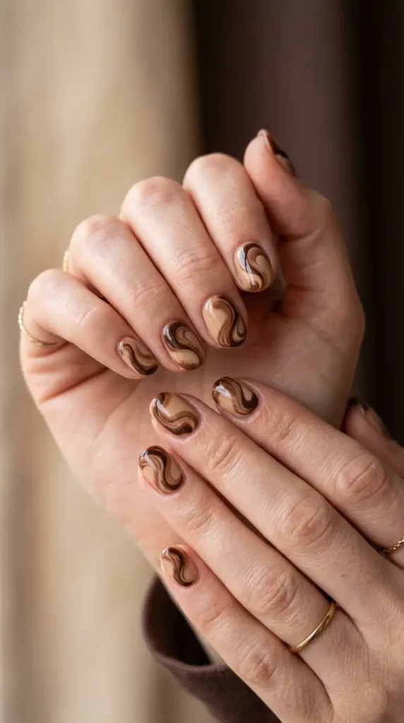 Mocha Swirl Nails