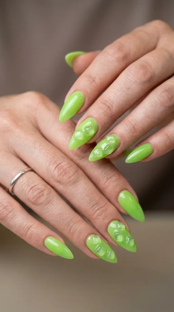 Mojito Lime Green Stiletto Nails