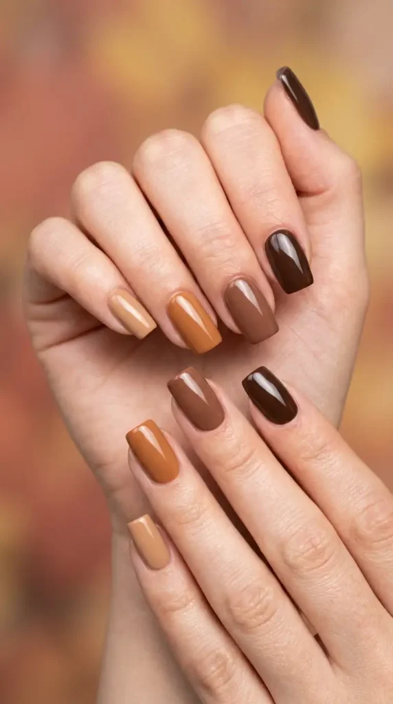 Moody Mocha Gradient Nails