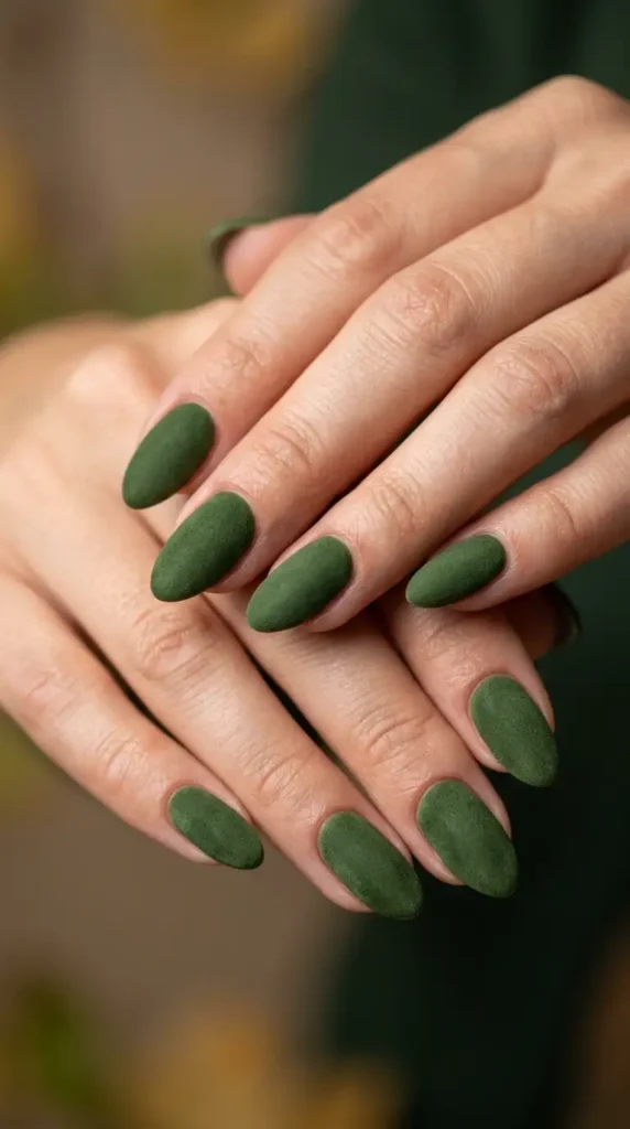 Moss Green Matte Nails