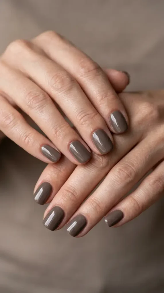 Mushroom Brown Minimal Nails
