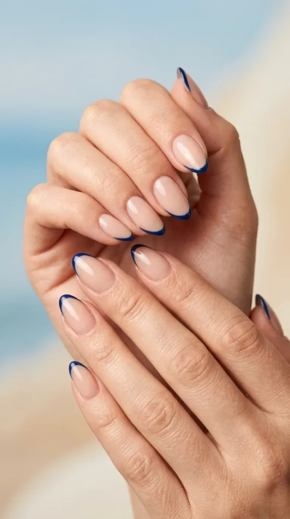 Navy micro French tips