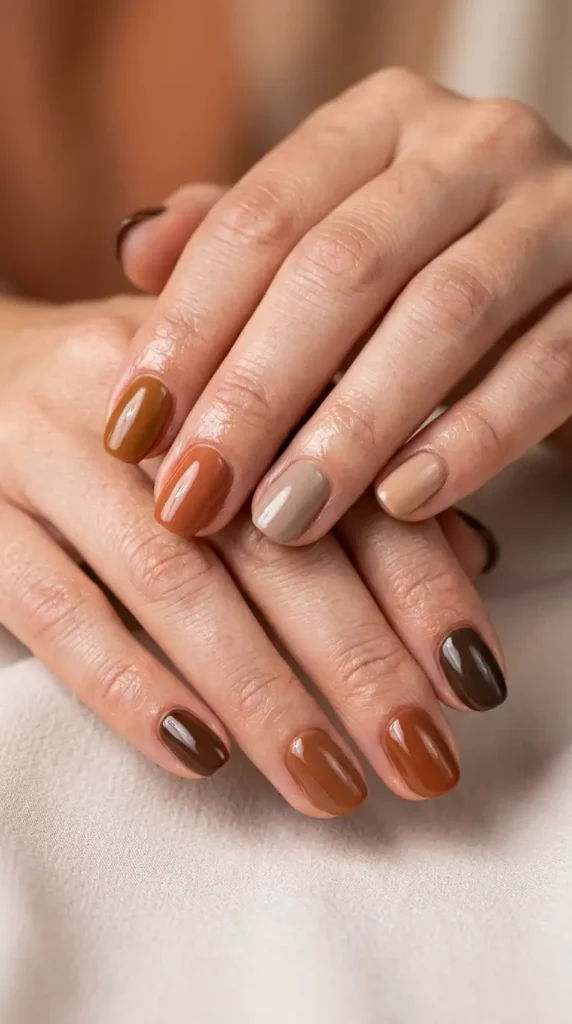Neutral Fall Skittle Nails
