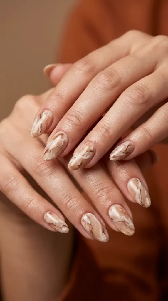 Neutral Marble Nails