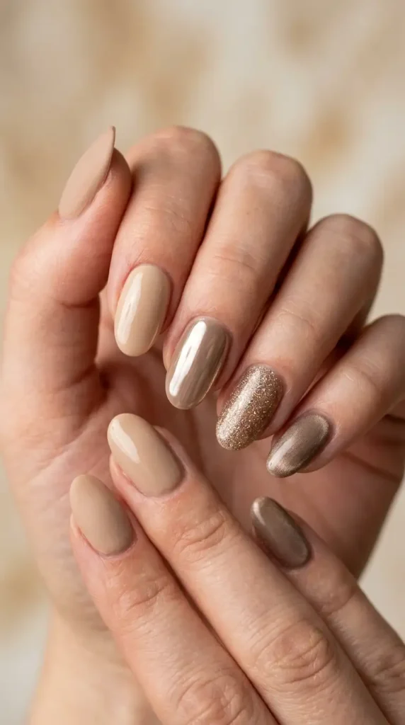 Neutral Mismatched Fall Nails