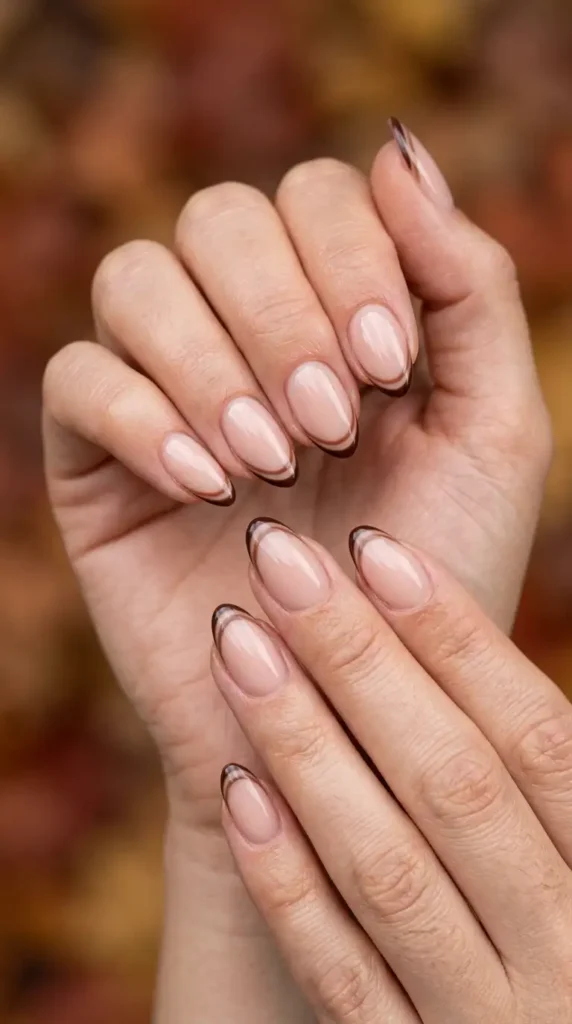 nude brown french tips