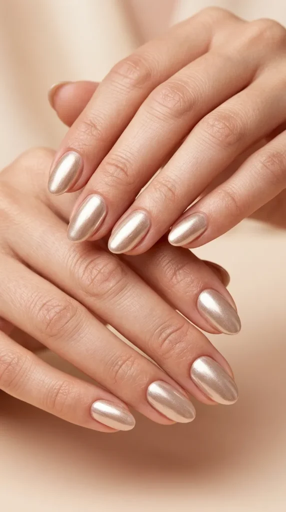 Nude Chrome Everyday Nail Designs