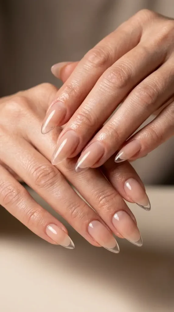 Nude Jelly Stiletto Nails