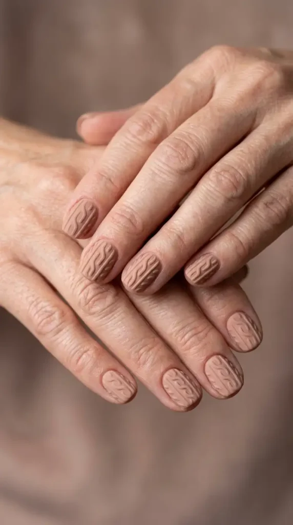 Nude Sweater Texture Nails