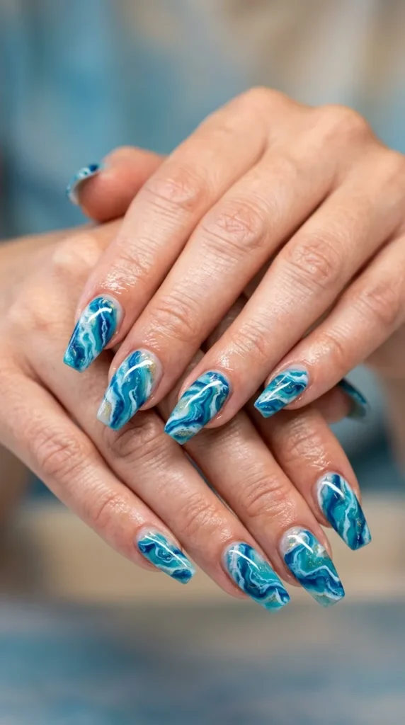 Ocean marble coffin nails