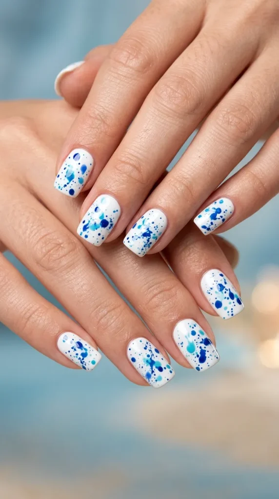 Ocean splash abstract nails