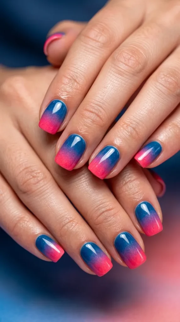 Ocean Sunset Ombre Nails