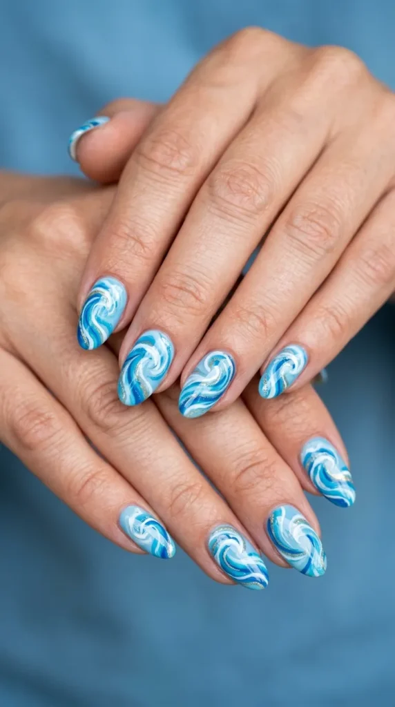 Ocean Wave Swirl Nails