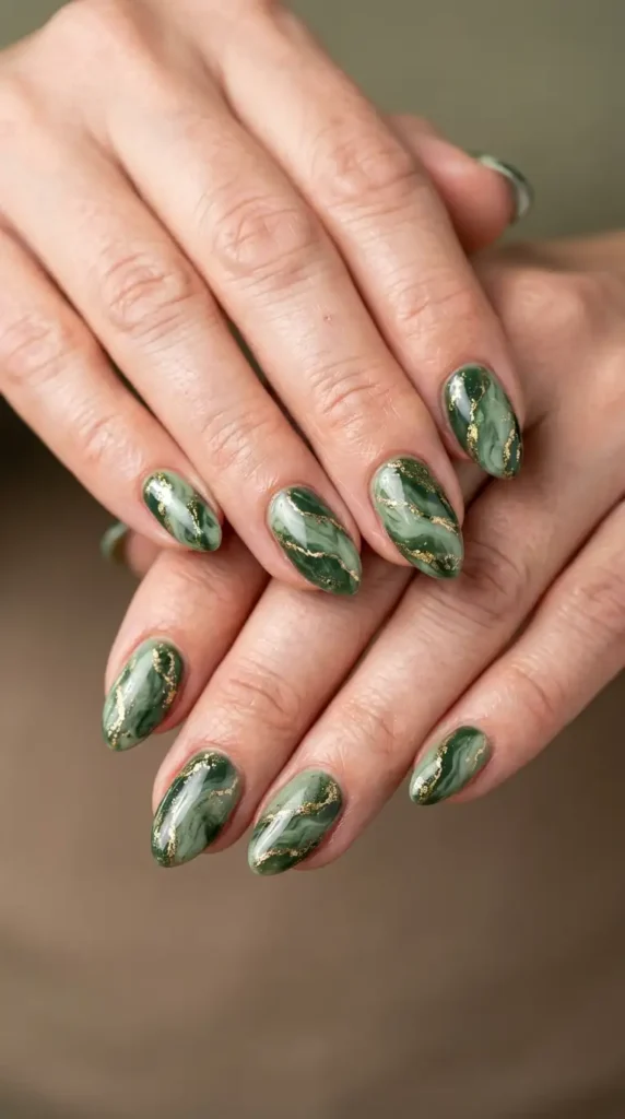 Olive Marble with Gold Veins
