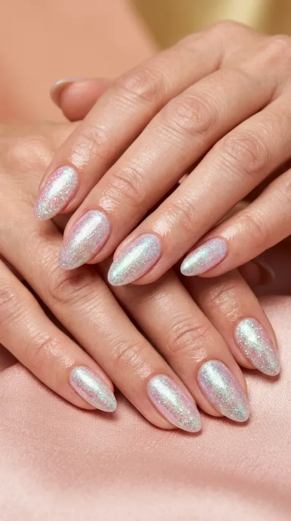 Opal Shimmer Glitter Nails