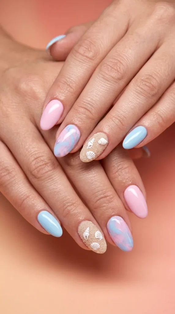 Pastel Beach Vacation Nails