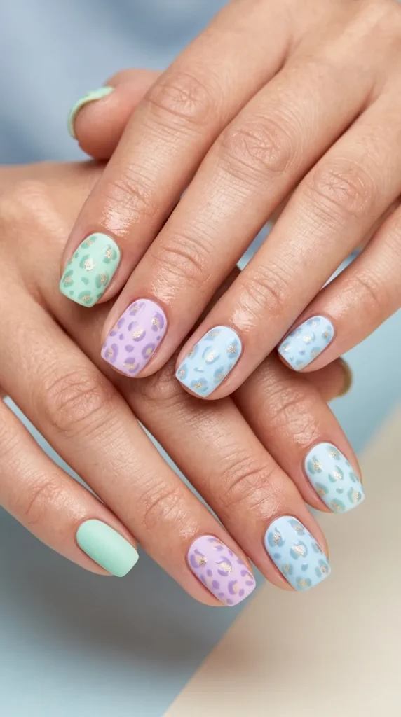 Pastel Leopard Mix Nails