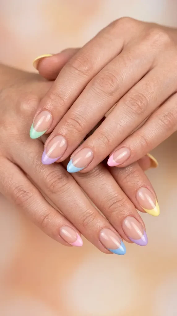 Pastel Skittle French Nails