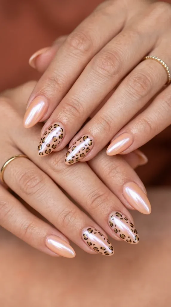 Peach Glazed Leopard Nails