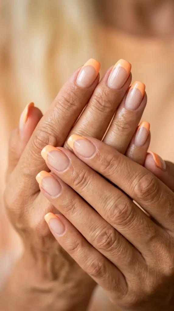 Peach Sorbet French Manicure