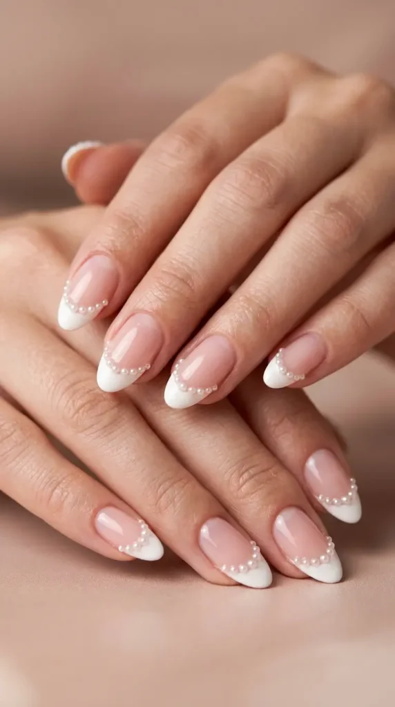 Pearl Accent French Nails