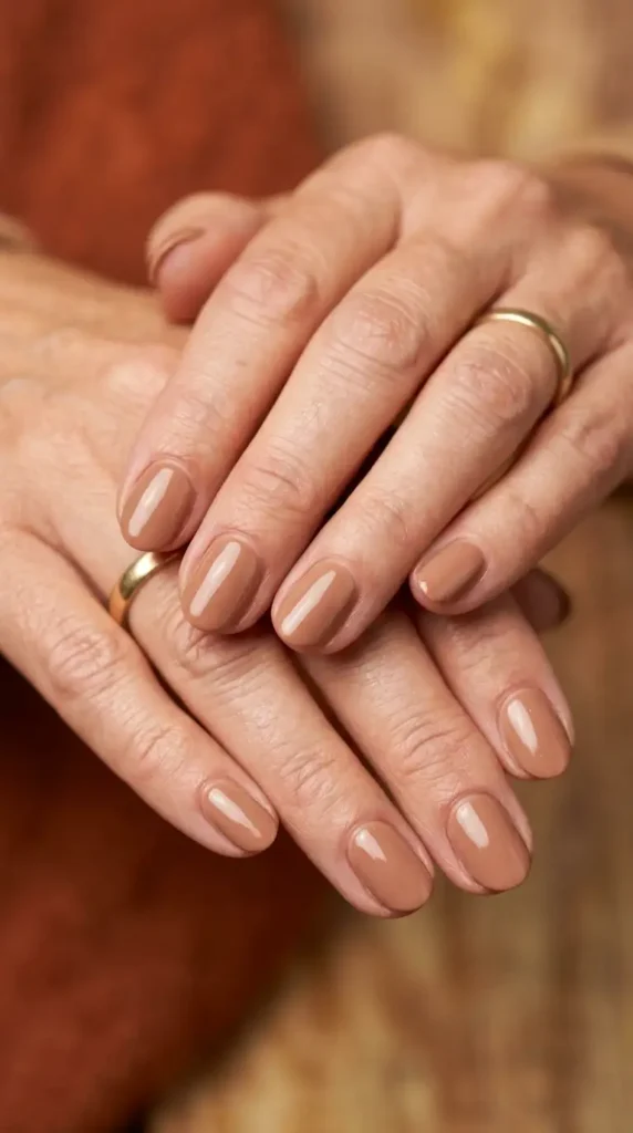 Pecan Brown Short Oval Nails