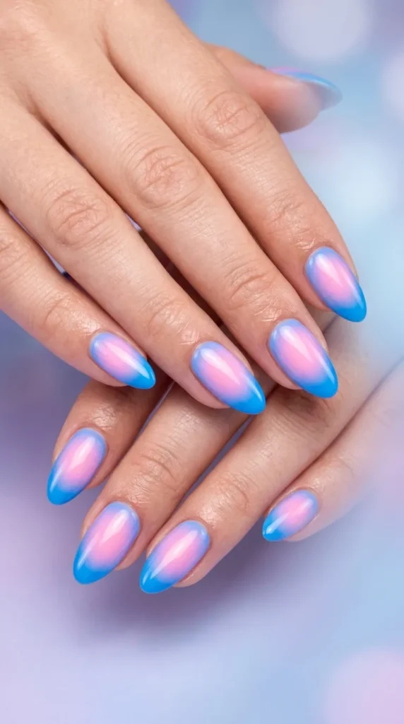Pink Blue Aura Nails