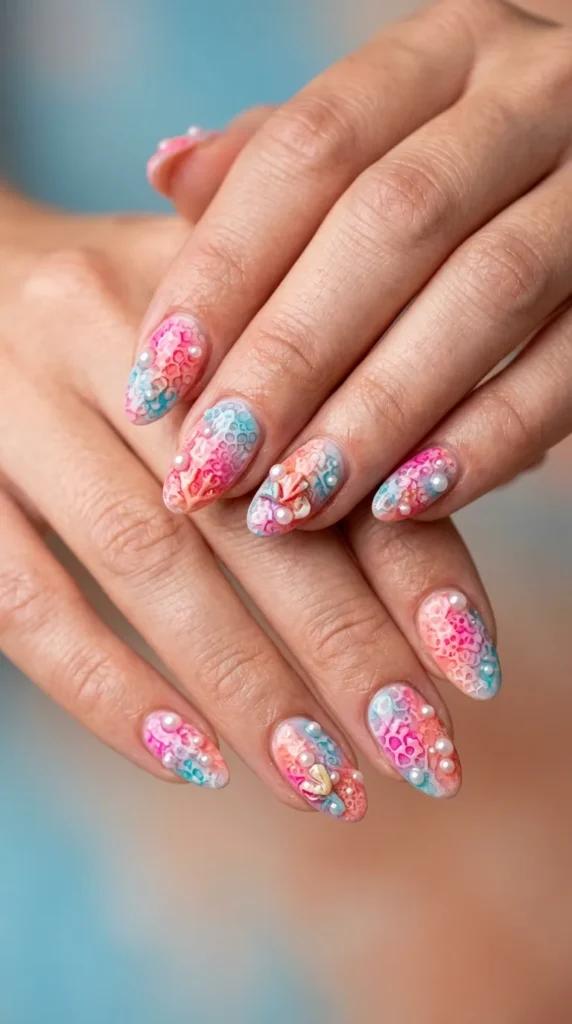 Pink Coral Reef Nails