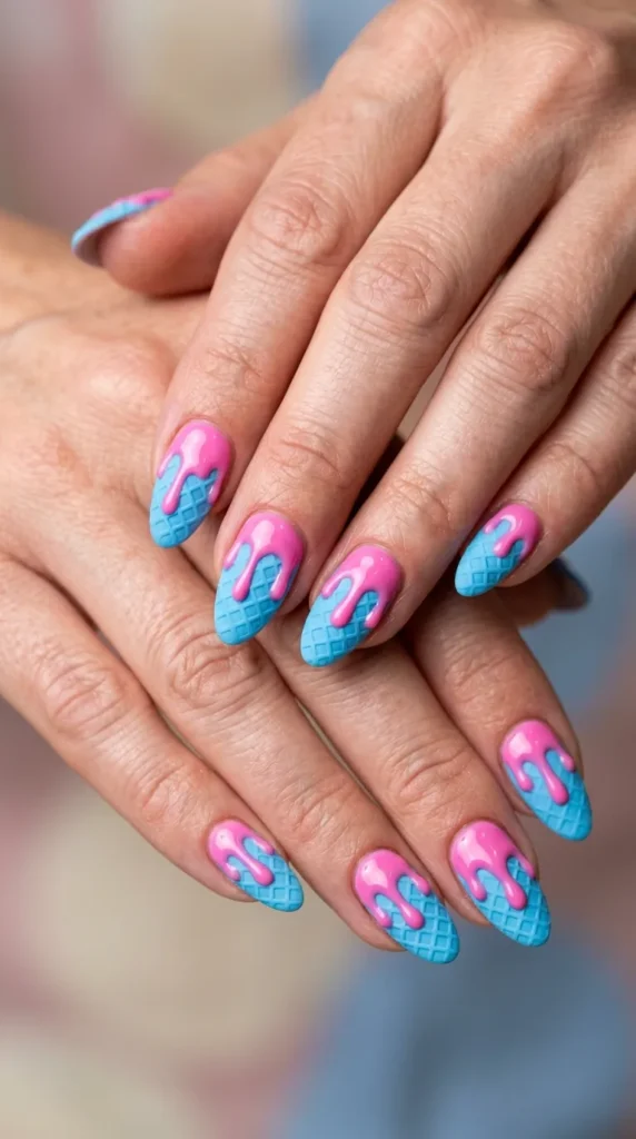 Pink Ice Cream Nails