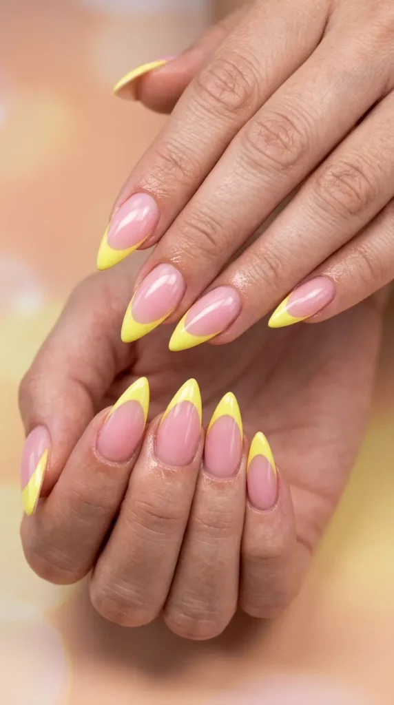 Pink Lemonade French Tip Stiletto Nails