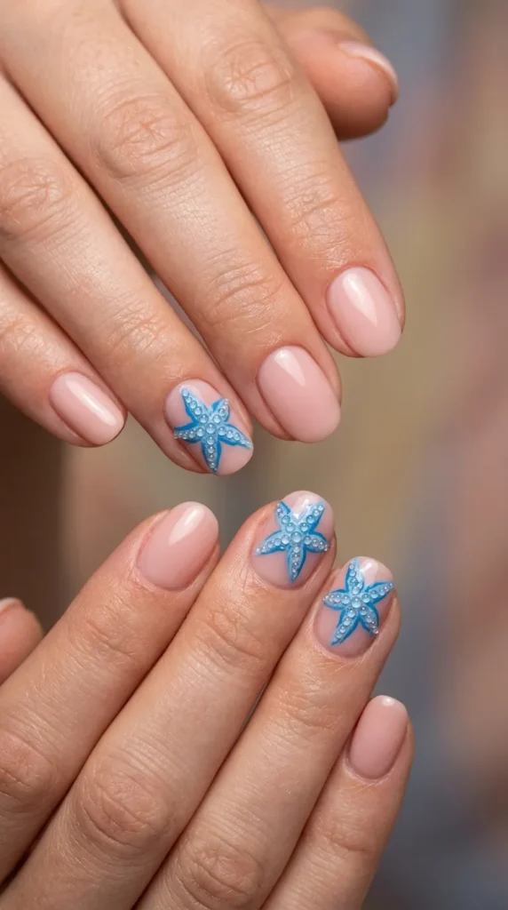 Pink Starfish Summer Nails