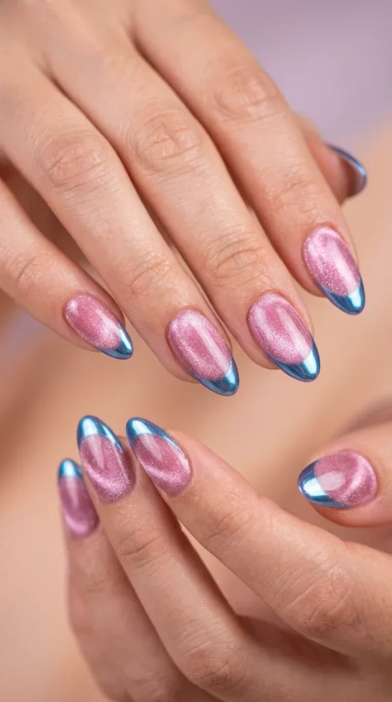 Pink Velvet Chrome Nails