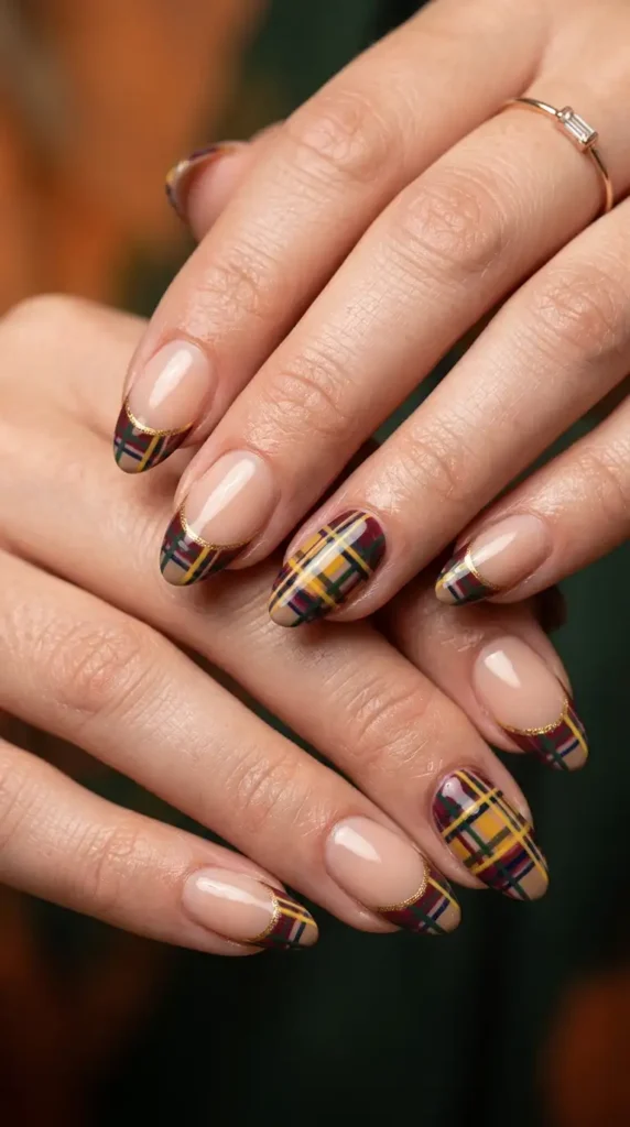 Plaid French Tip Nails