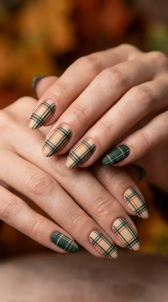 Plaid Sweater Nail Art
