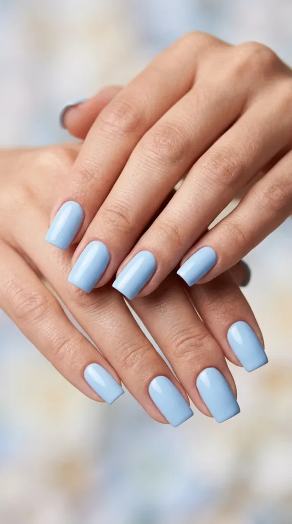Powder Blue Square Nails