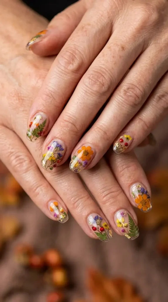 Pressed Wildflower Garden Nails
