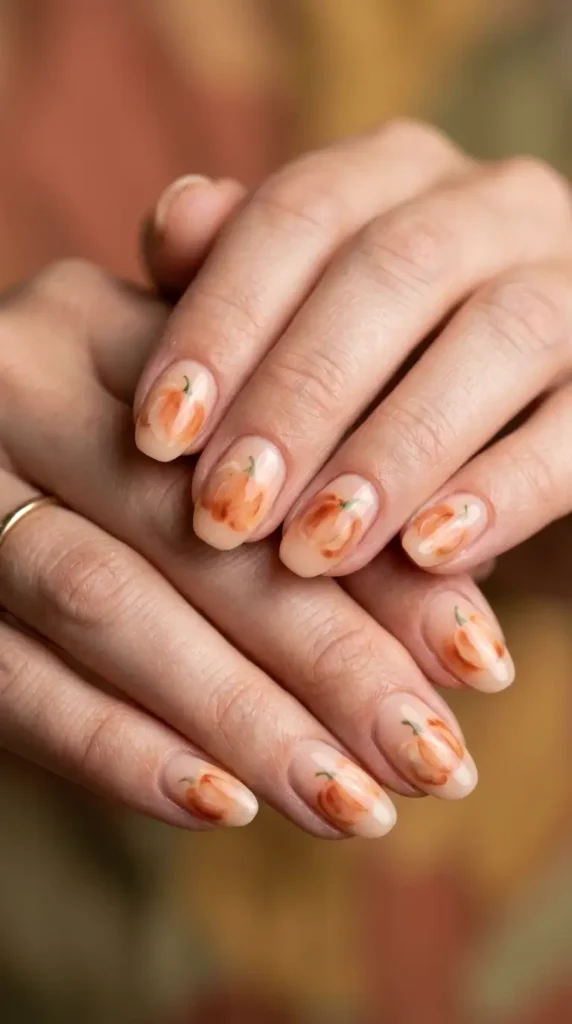 Pumpkin Bloom Nail Art