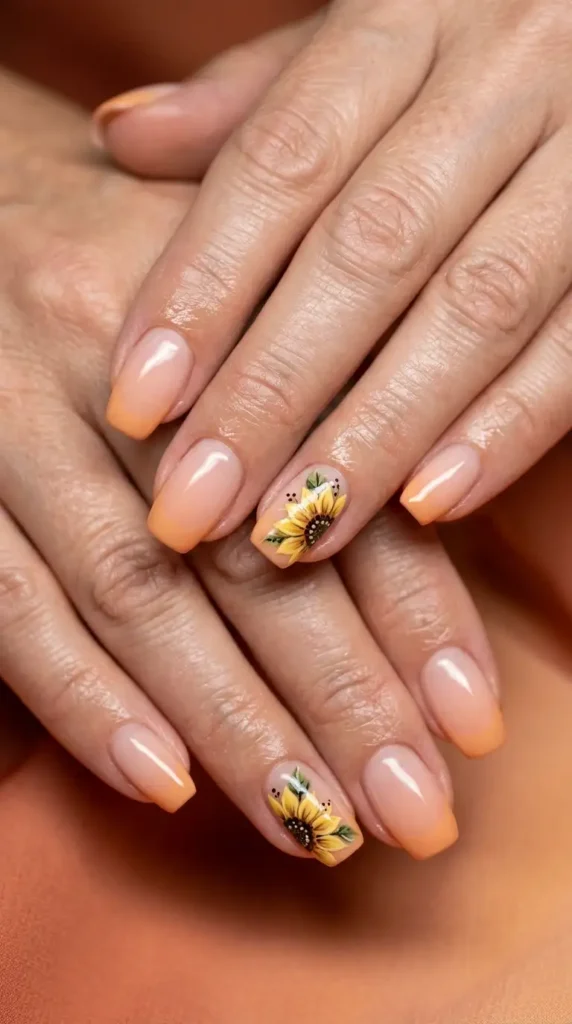 Pumpkin French Fade Acrylic Nails