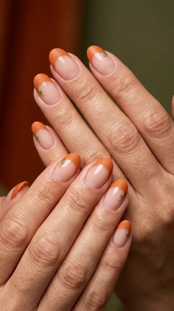 Pumpkin French Tip Nails