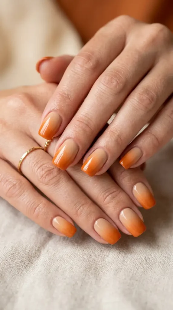 Pumpkin Spice Gradient Nails